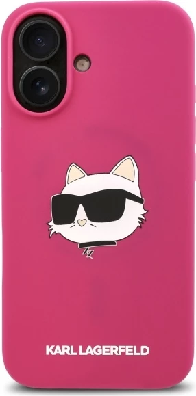 Mbështjellës Karl Lagerfeld Silicone Choupette Head MagSafe për iPhone 16, Fuchsia
