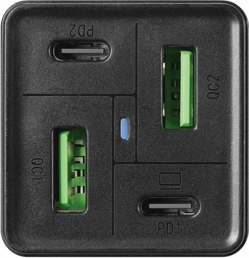 Karikues 4-në-1 SANDBERG 441-45 65W 2xUSB-C PD, 2xUSB-A QC, me kabllo AC EU 1.5m, i zi, set 1 copë