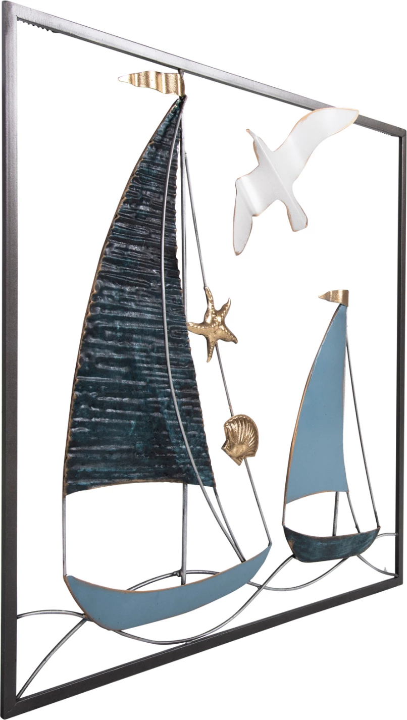 Dekor për mur katror, FH4203, metal-anije, 50x6x50 cm