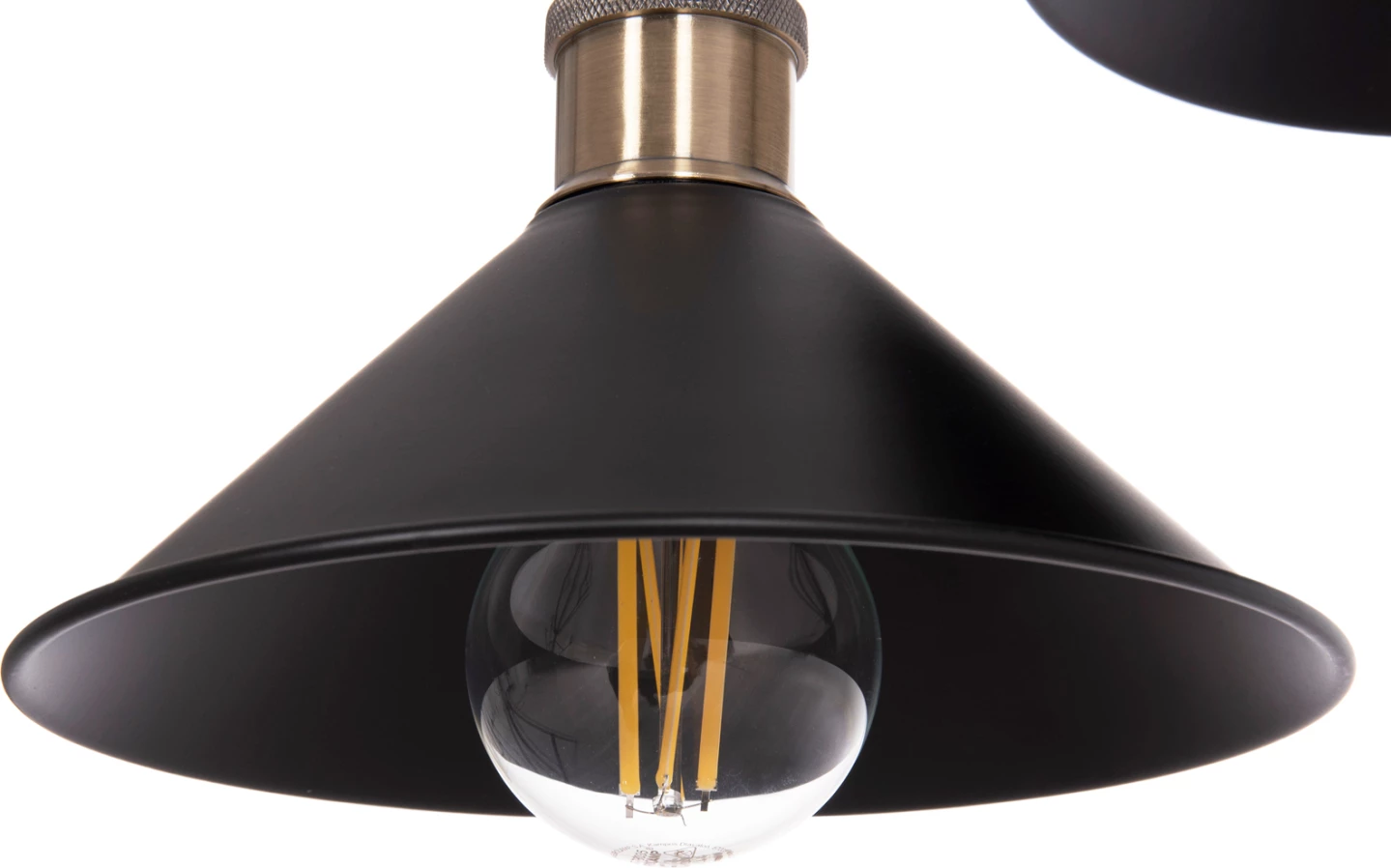 Llambë tavani me dy drita BELL, metal i zi, prizë bronzi, FH7531.11, 21.5x135cm