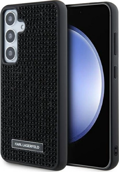 Mbështjellës Karl Lagerfeld Rhinestone Metal Logo për Samsung Galaxy S24+, i zi