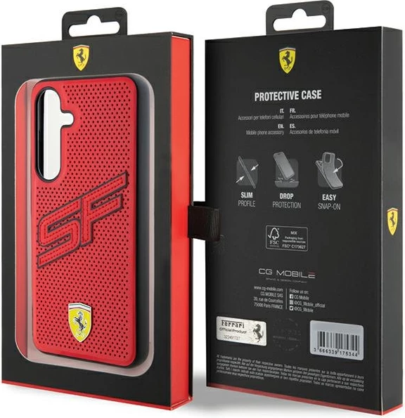Mbështjellës Ferrari Big SF Perforated për Samsung Galaxy S24, i kuq