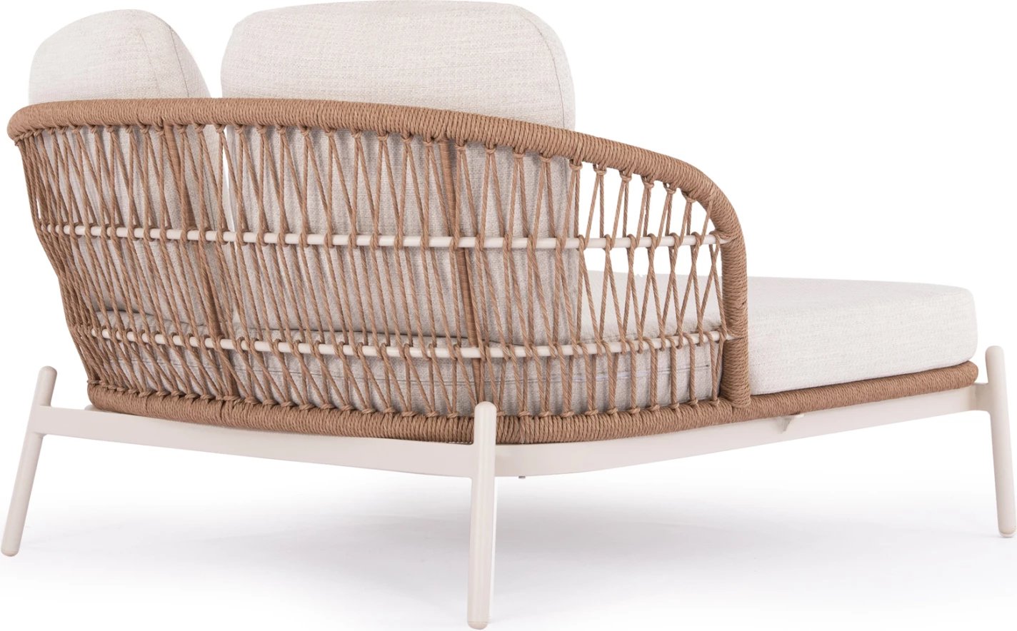 Krevati i jashtëm për dy persona Quantum, alumin, ratan sintetik, ngjyrë bezhë/krem, 162x148x97cm