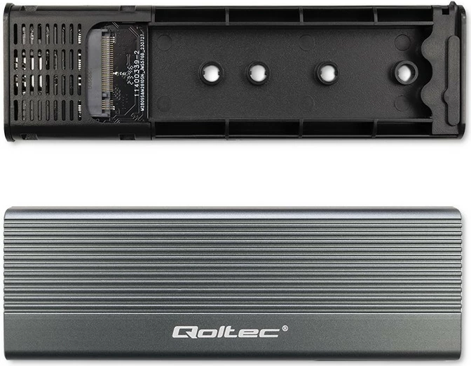 Kasë Qoltec 52267 për SSD M.2 SATA/NGFF, USB-C, 2TB, Gri