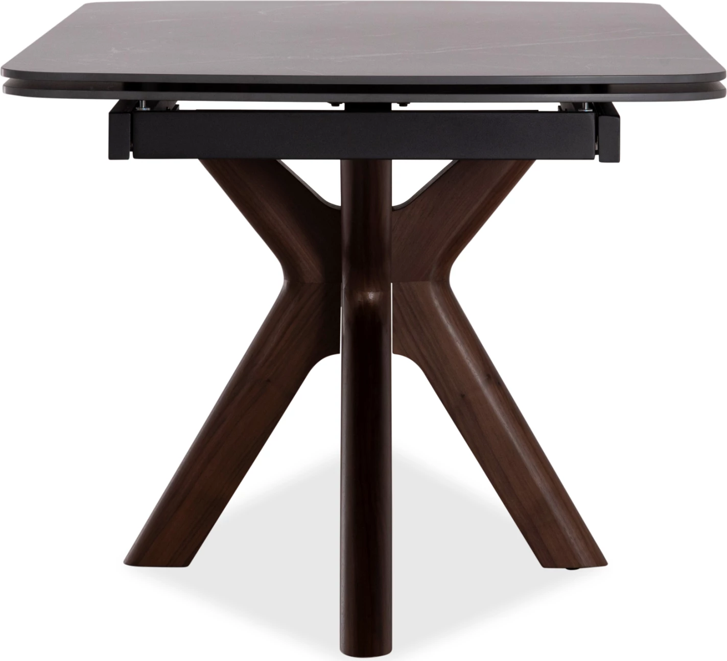 Tavolinë ngrënieje HORIZON, sipërfaqe qeramike, këmbë betuli me shtresë arre, CD18091.01, 180x90x76cm