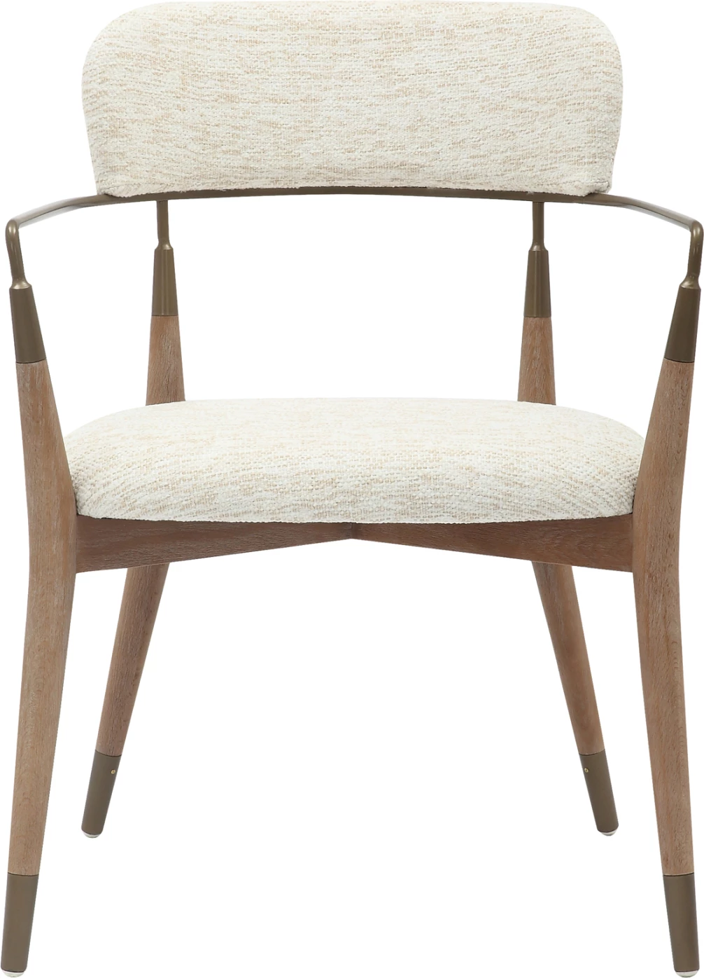 Karrige për ngrënie ROY FH9978.01, këmbë druri ahu, krahë metali, pëlhurë ngjyrë ecru, 51x48x77,5H cm, set prej 2 copash