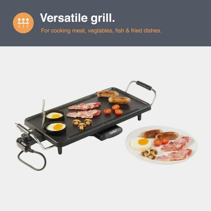 Grill Teppanyaki elektrik VONSHEF 2007030, 43 x 22 cm, non-stick, me 8 spatula druri, i zi