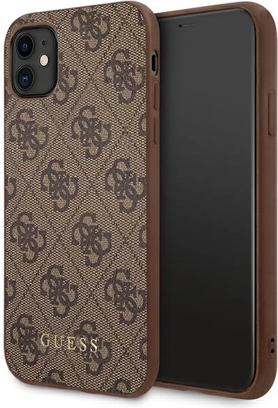 Mbështjellës Guess 4G Metal Gold Logo për iPhone 11/XR 6.1", Kafe