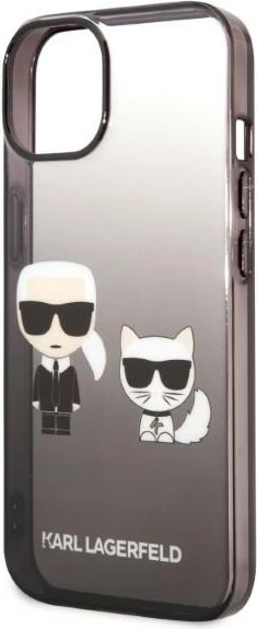 Mbështjellës Karl Lagerfeld KLHCP14STGKCK për iPhone 14, 6.1", Ikonik Karl & Choupette, i zi