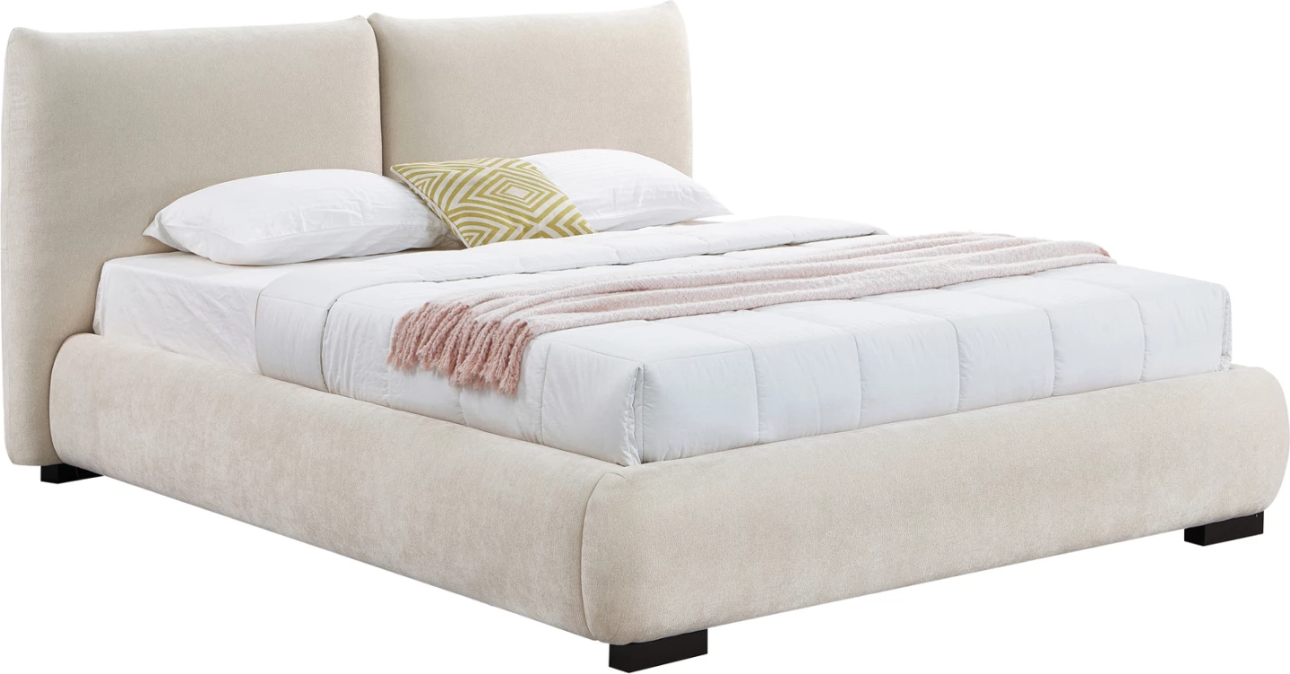 Krevat dopio me hapësirë për depo, material lëkure të butë (faux fur), ngjyrë bezhë e çelët, NUVIA CD728.03, dyshek 160x200cm