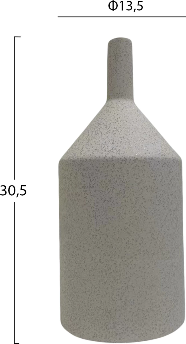 Dekor tavoline prej qeramike, GALAD FH4608.01, ngjyrë e bardhë e zbehtë me kristalizim, Φ13,5x30,5Hcm