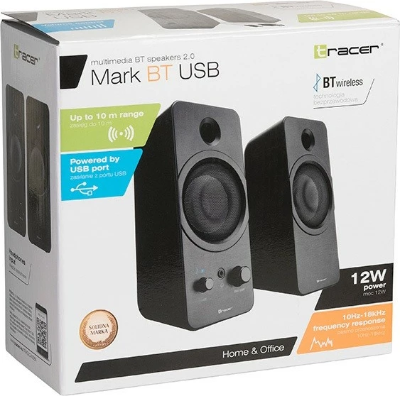 Altoparlantë kompjuteri Tracer Mark TRAGLO46370, 2.0, Bluetooth, USB, të zinj