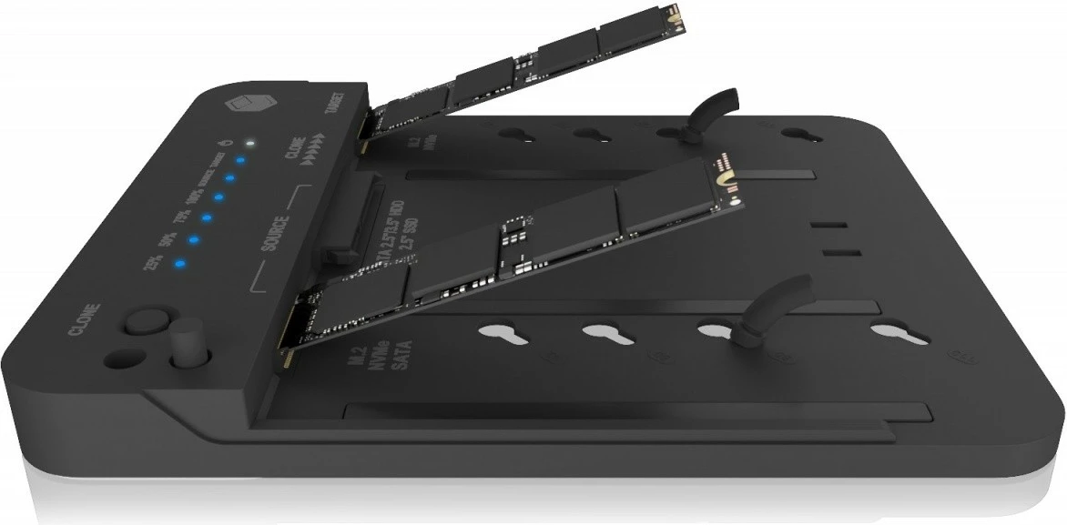 Stacion klonimi dhe docking IcyBox IB-2913MCL-C31 për SSD M.2 NVMe dhe HDD, Zi
