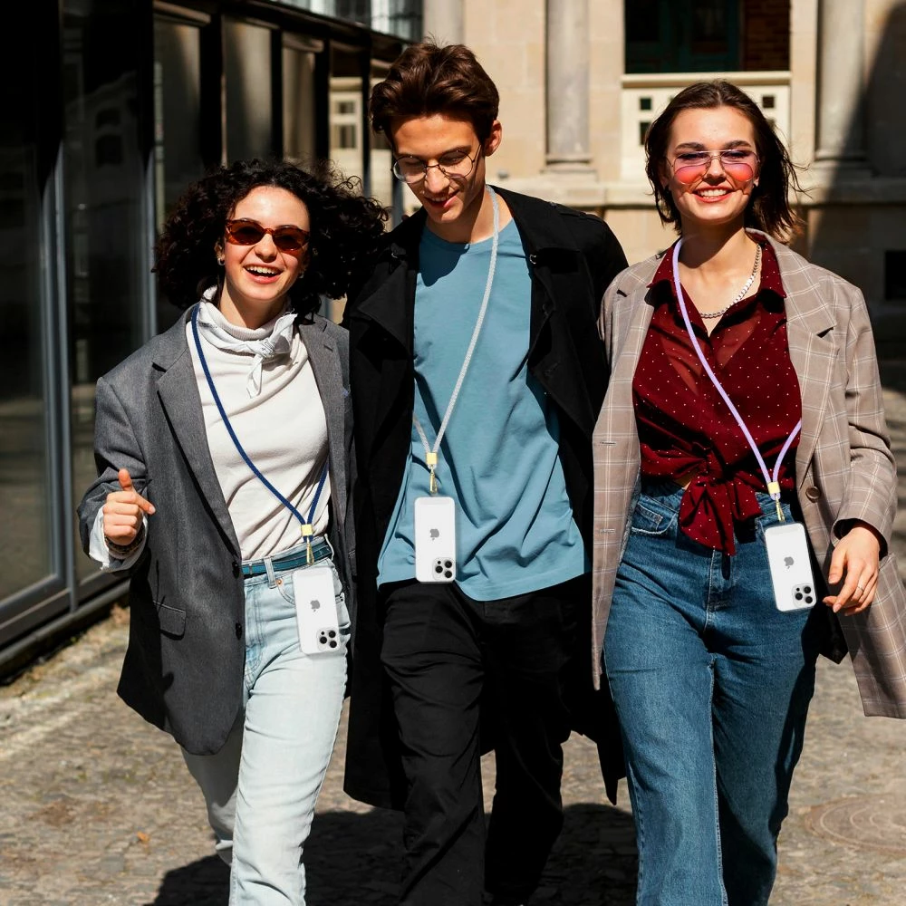 Rrip crossbody për celular Tech-Protect C2S, i rregullueshëm, Gri, set me 2 adapterë