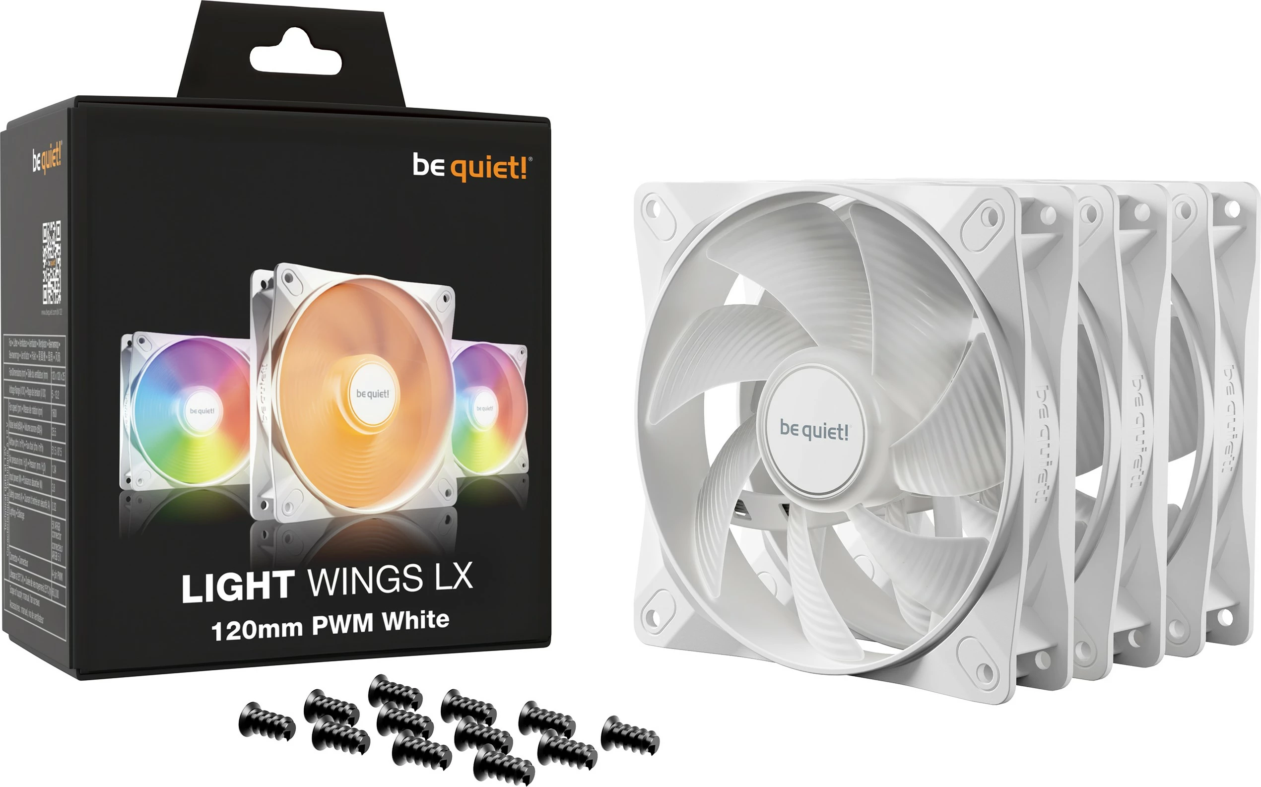 Ventilatorë Be Quiet! LIGHT WINGS LX PWM 120mm, Triple-Pack, Bardhë