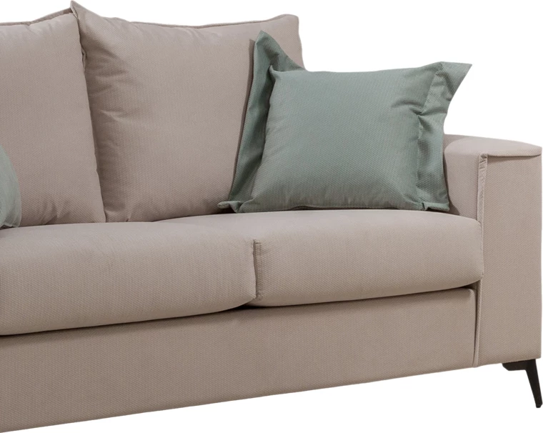 Divan dy-vendësh Verona, pëlhurë krem, jastëkë ngjyrë mente, 173x93x100 cm