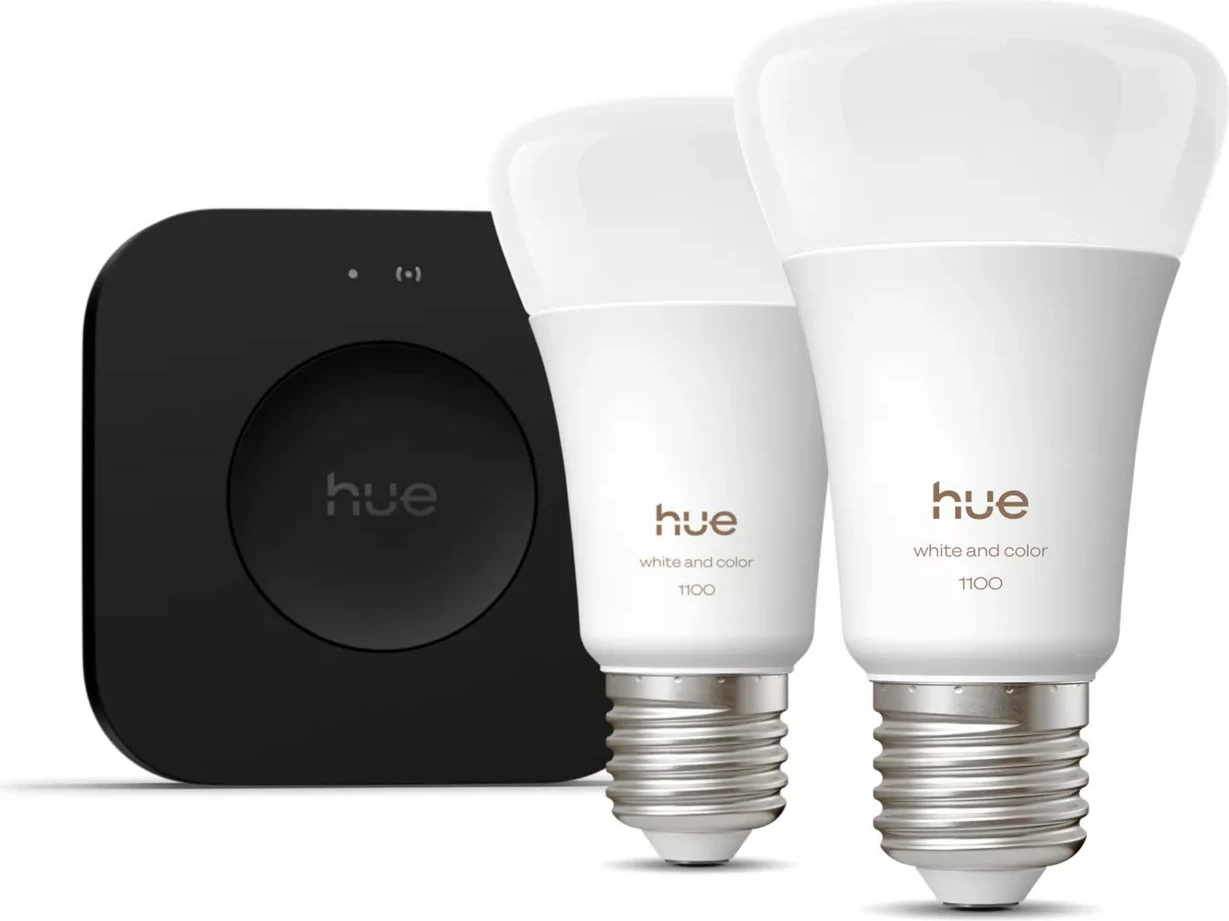 Set fillestar ndriçimi smart Philips Hue Bridge Pro + 2 E27, shumëngjyrëshe