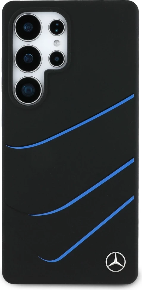 Mbështjellës Mercedes Silicone Contrasted Curves MagSafe për Samsung Galaxy S25 Ultra, Zi