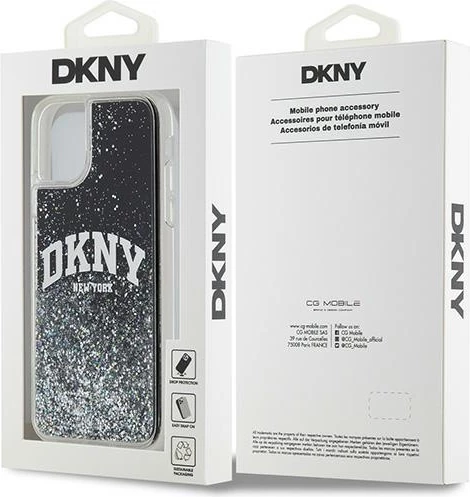 Mbështjellës DKNY Liquid Glitter Big Logo për iPhone 11/XR, i zi