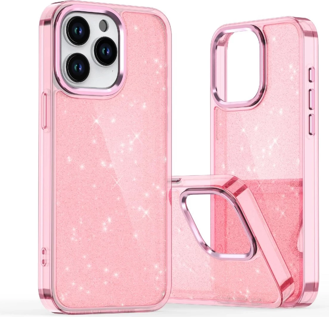 Mbështjellës Hurtel Glitter Case për iPhone 16e, rozë