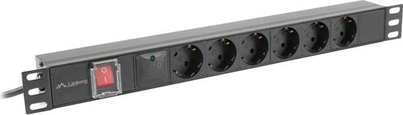 Kasë prizë rack Lanberg PDU-06F-0200-BK, 1U, 6x230V Schuko, 2m, e zezë