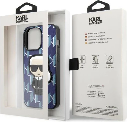 Mbështjellës Karl Lagerfeld Monogram Ikonik Patch për iPhone 13 Pro Max, Blu