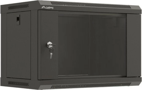 Kasë rrjeti Lanberg WF03-5306-10B, 19", 6U, për montim në mur, xham i zi