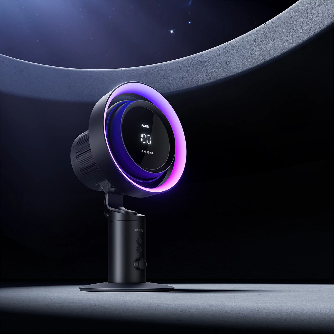 Ventilator tavoline Jisulife Table Fan Pro3, 10000mAh, me filtër ajri, USB-C, Gri e errët