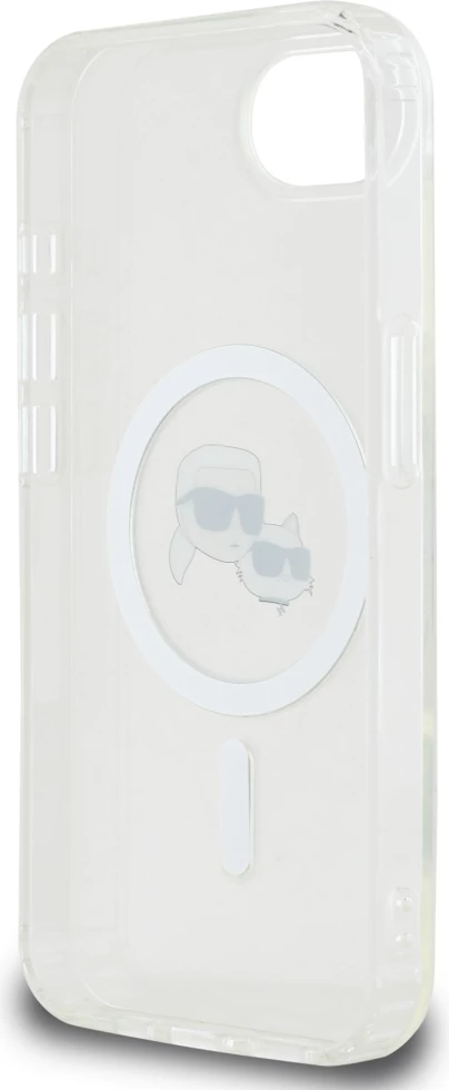 Mbështjellës Karl Lagerfeld IML Metal Karl & Choupette Heads MagSafe për iPhone 16e, Bardhë