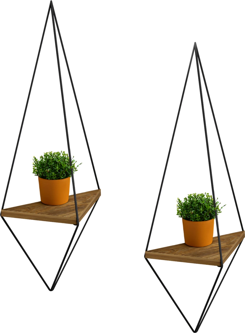 Raft muri 2 copë set CANNARD FH8925.11 melaminë në ngjyrë natyrale-metali të zi 23x15x60H cm