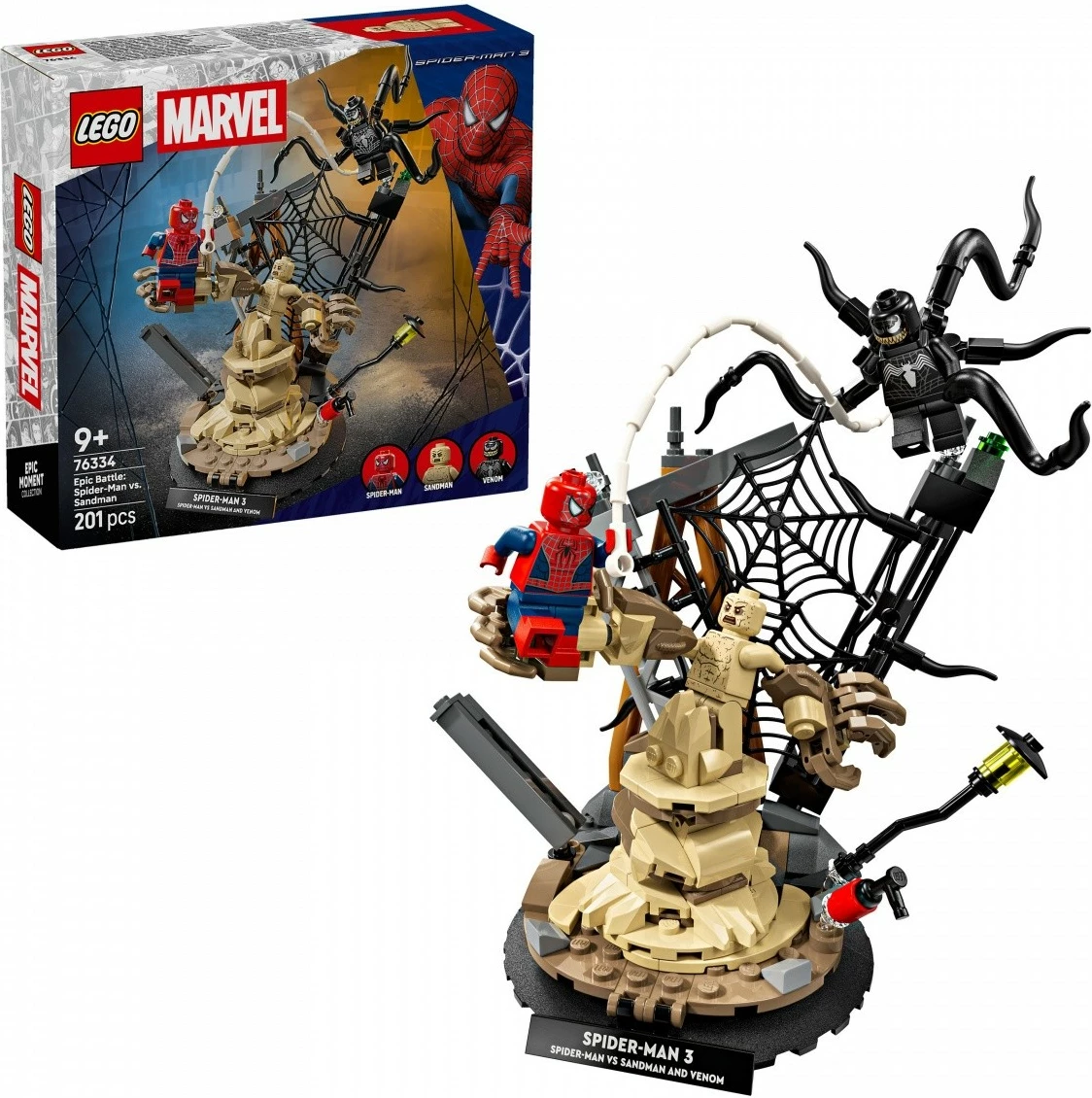 Set ndërtimi LEGO Marvel 76334 Epic Battle: Spider-Man vs. Sandman, 201 pjesë, 9+