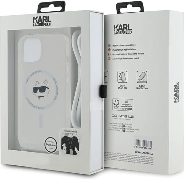Mbështjellës Karl Lagerfeld IML Choupette Head & Cord MagSafe për iPhone 13/14/15, Transparent