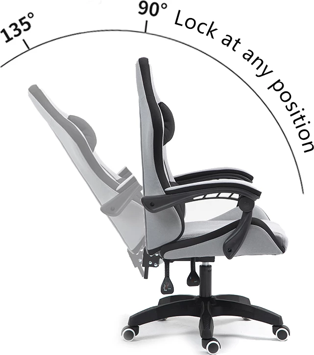 Karrige për zyre gaming Gline, ngjyrë zezë-gri, pëlhurë, pp zezë, 60x59x118cm