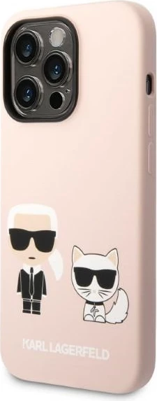 Mbështjellës Karl Lagerfeld KLHMP14LSSKCI për iPhone 14 Pro 6.1", silikon, MagSafe, rozë e çelët