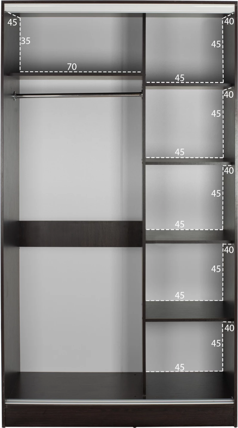 Dollap me dy dyer, me derë rrëshqitëse, ngjyrë wenge, FH2460.02, 120x60x220 cm