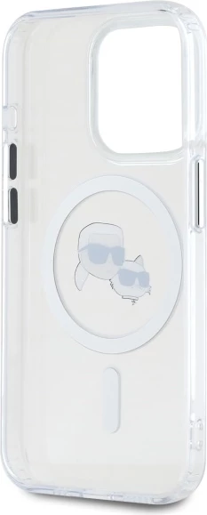 Mbështjellës Karl Lagerfeld IML Metal Karl&Choupette Head MagSafe për iPhone 15 Pro Max, Bardhë