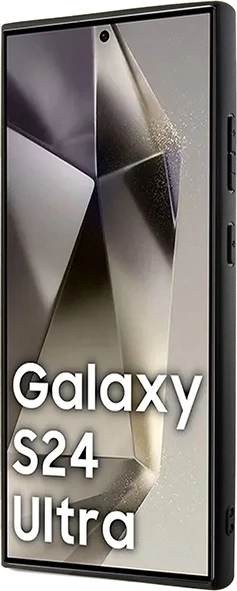 Mbështjellës DKNY Leather Pattern Metal Logo MagSafe për Samsung Galaxy S24 Ultra, zi