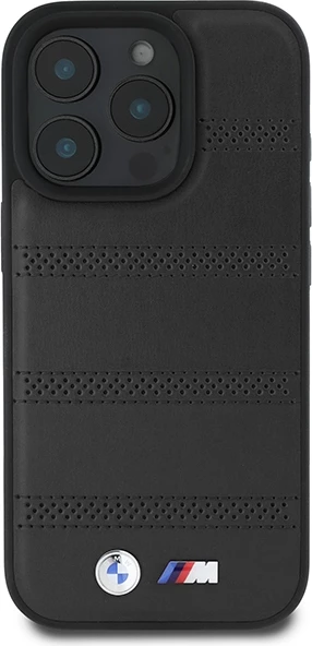Mbështjellës BMW M Perforated And Stitched Line MagSafe për iPhone 16 Pro, zi