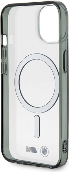 Mbështjellës BMW Silver Ring MagSafe për iPhone 14 Plus, transparent