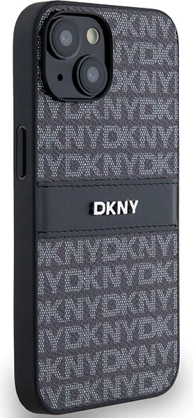 Mbështjellës DKNY Mono Stripe & Metal Logo për iPhone 15/14/13, i zi