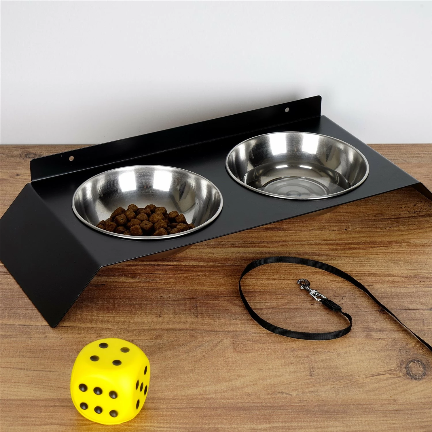 Enë ushqimi për kafshë, metalike, e zezë, Hanah Home Pet018