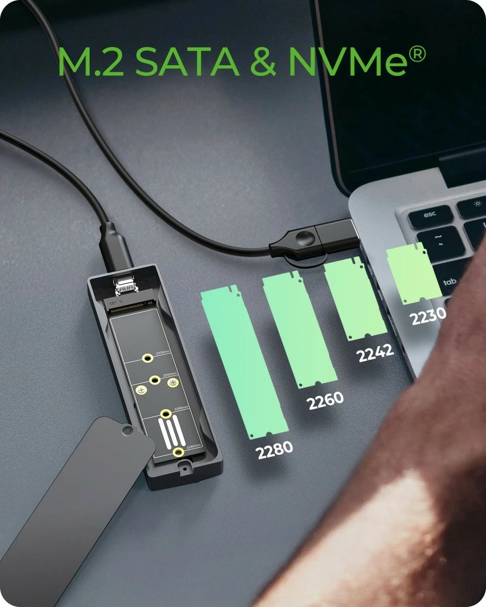 Kuti e jashtme SSD M.2 IcyBox IB-1826MCL-CU31 NVMe & SATA USB 3.2 Gen 2 10 Gbps RGB gri