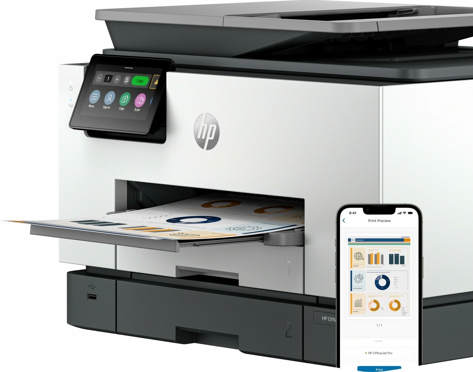 Pajisje multifunksionale HP OfficeJet Pro 9130b, 4U561B, me ngjyra, e zezë/e bardhë
