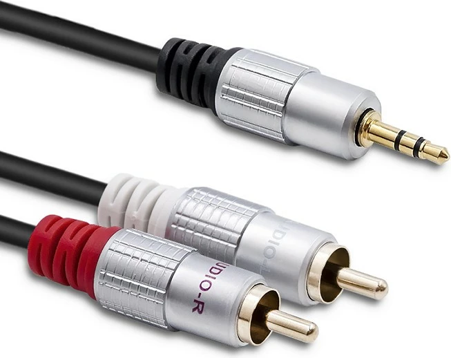 Kabllo audio Qoltec 2xRCA në 3.5mm minijack, 1m, e zezë