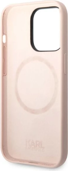 Mbështjellës Karl Lagerfeld KLHMP14LSSKCI për iPhone 14 Pro 6.1", silikon, MagSafe, rozë e çelët
