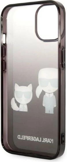 Mbështjellës Karl Lagerfeld KLHCP14LTGKCK për iPhone 14 Pro 6.1", Ikonik Karl & Choupette, i zi
