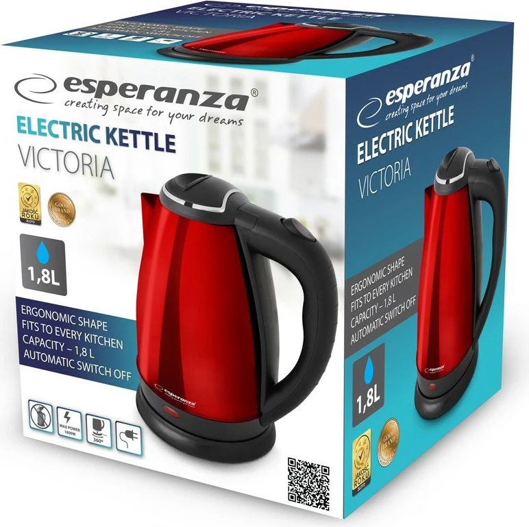 Ibrik elektrik Esperanza EKK113R, 1.8L, Kuq