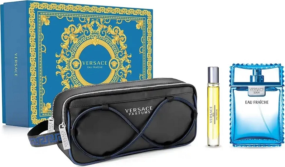 Set Eau de Toilette për meshkuj Versace Man Eau Fraiche 100ml + 10ml me çantë kozmetike