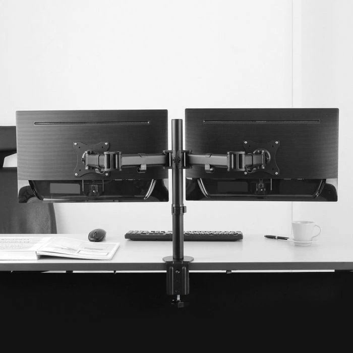 Mbajtëse desktopi dual për 2 monitorë VONHAUS 3005116 13–32\", VESA 75x75/100x100, e zezë