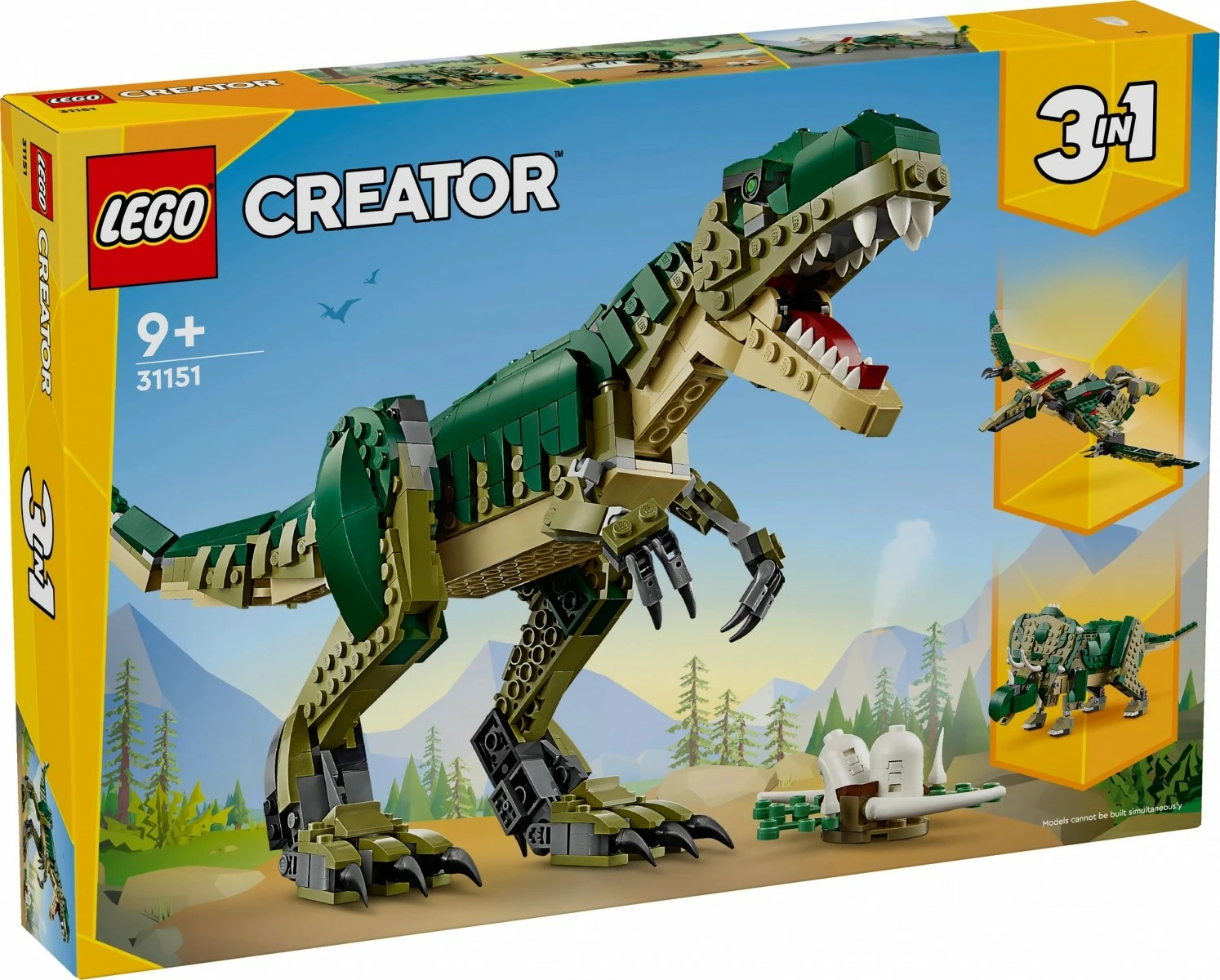 Set lodrash LEGO Creator 3-në-1 Tyrannosaurus Rex 31151, 626 pjesë, plastikë, për fëmijë, jeshile